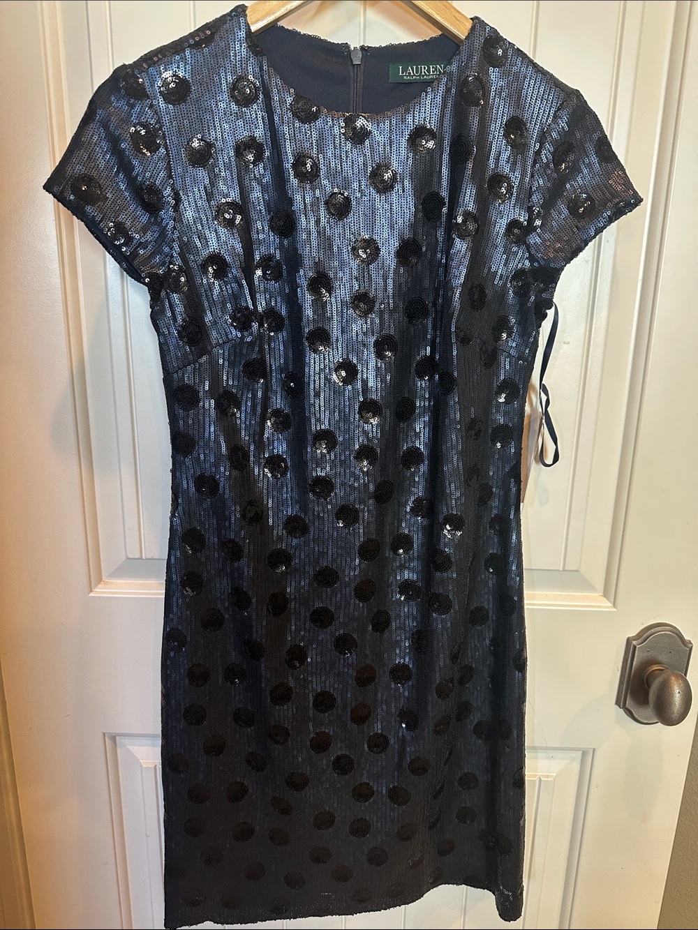 Ralph Lauren Navy and Black Sequin Dot Mini Dress
